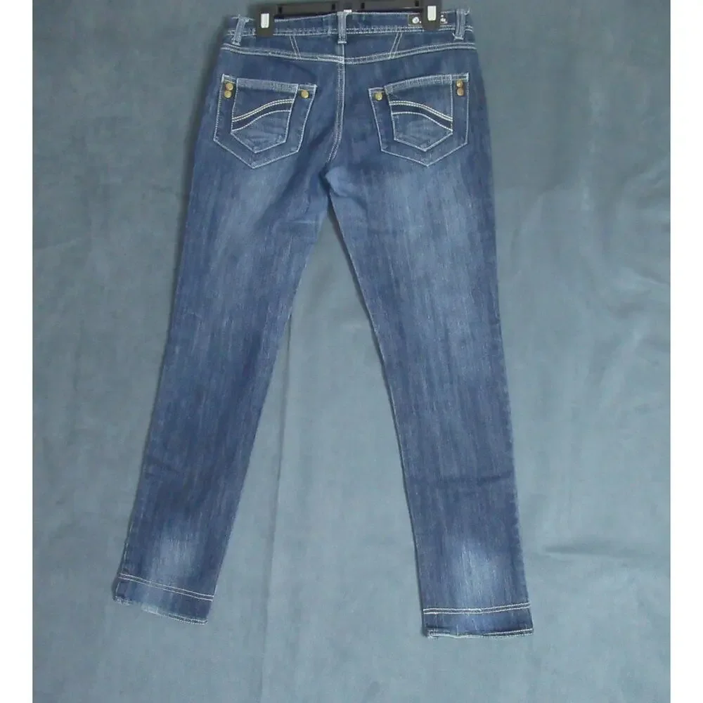 G TTON Jeans Womens Size 9 Blue Denim Pockets Big Stitch Western Cowgirl Moto